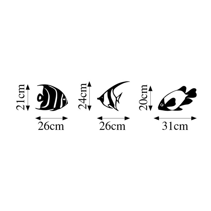 Wallity Fishes - 300 Escultura de Pared de Metal Negra